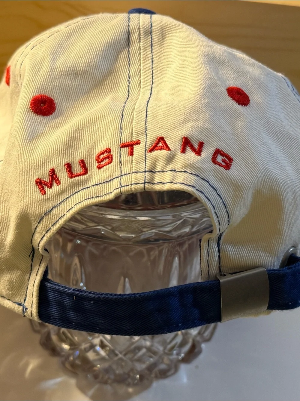 Ford Two-Tone Cream and Blue Mustang Logo Cap